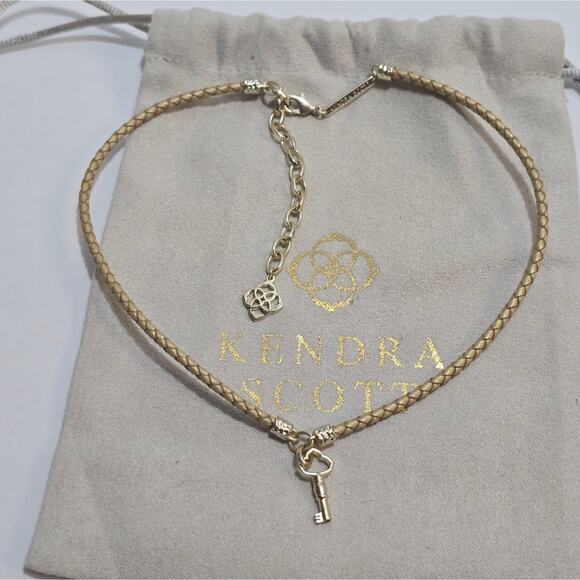 Kendra Scott‎ Braided Leather Gold Plated Key Necklace - Picture 2 of 7